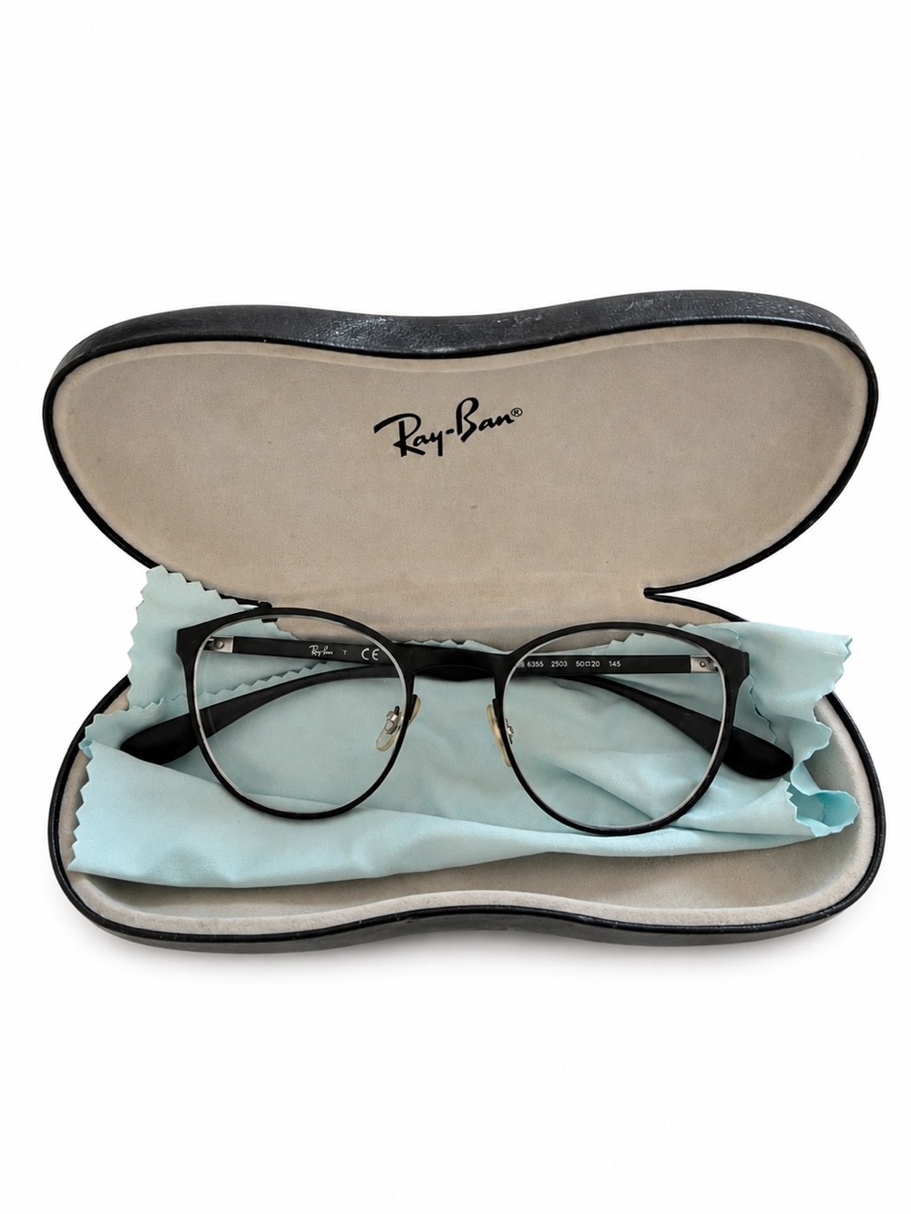 Ray-Ban Black Round Metal Frame Glasses with Case